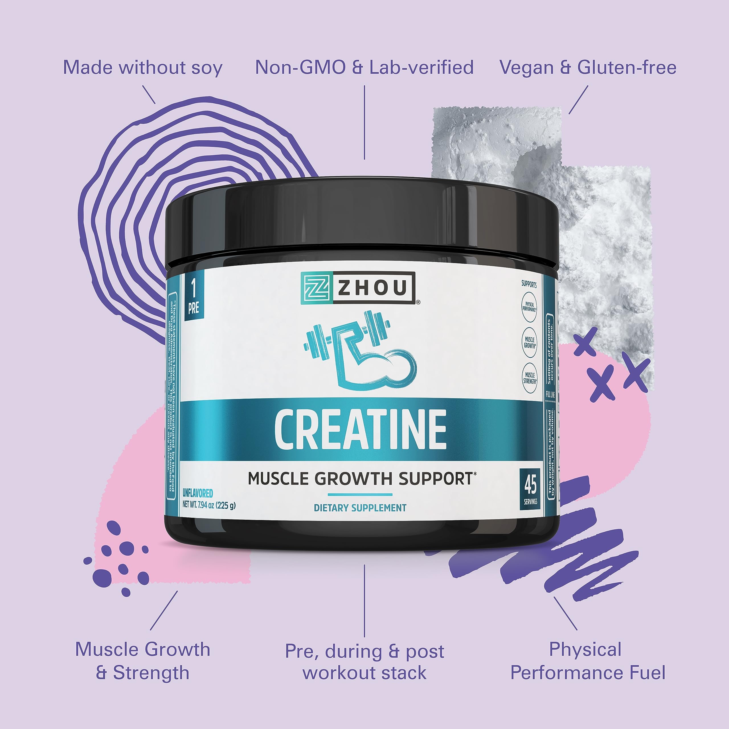 Mezcla Zhou Creatine Monohidrato con agua para consumo rápido