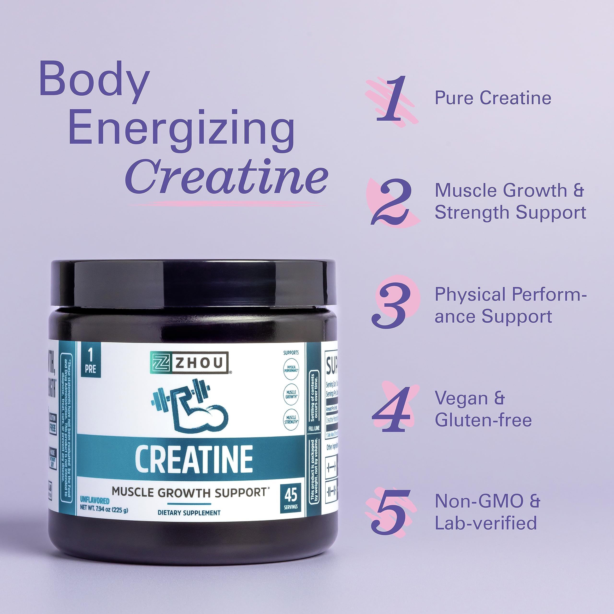 Polvo sin sabor de Zhou Creatine Monohidrato, mezcla rápida