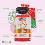 Zhou D3+K2 gelatina libre, gominola apta para dietas sin gelatina animal.