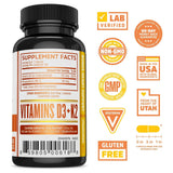 ZHOU D3+K2 cápsulas veganas en botella de 5000 unidades para uso diario.