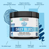 Zhou Daily Blues etiqueta orgánica y vegana para confianza total