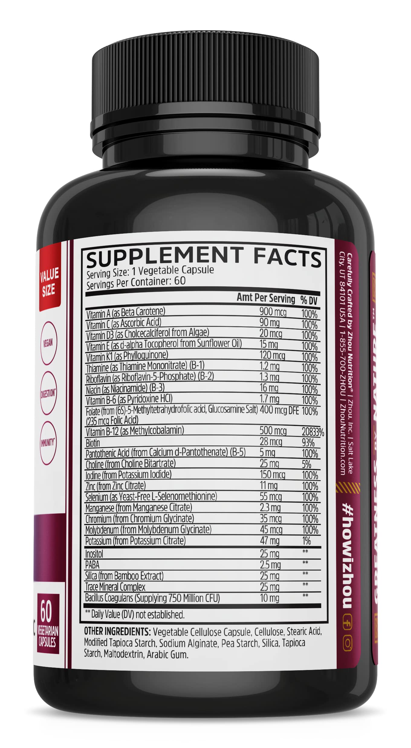 Botella Zhou Daily Boost con 60 dosis para uso diario.