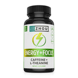 ZHOU Energía y Enfoque: cápsulas en botella para energía sostenida y enfoque.
