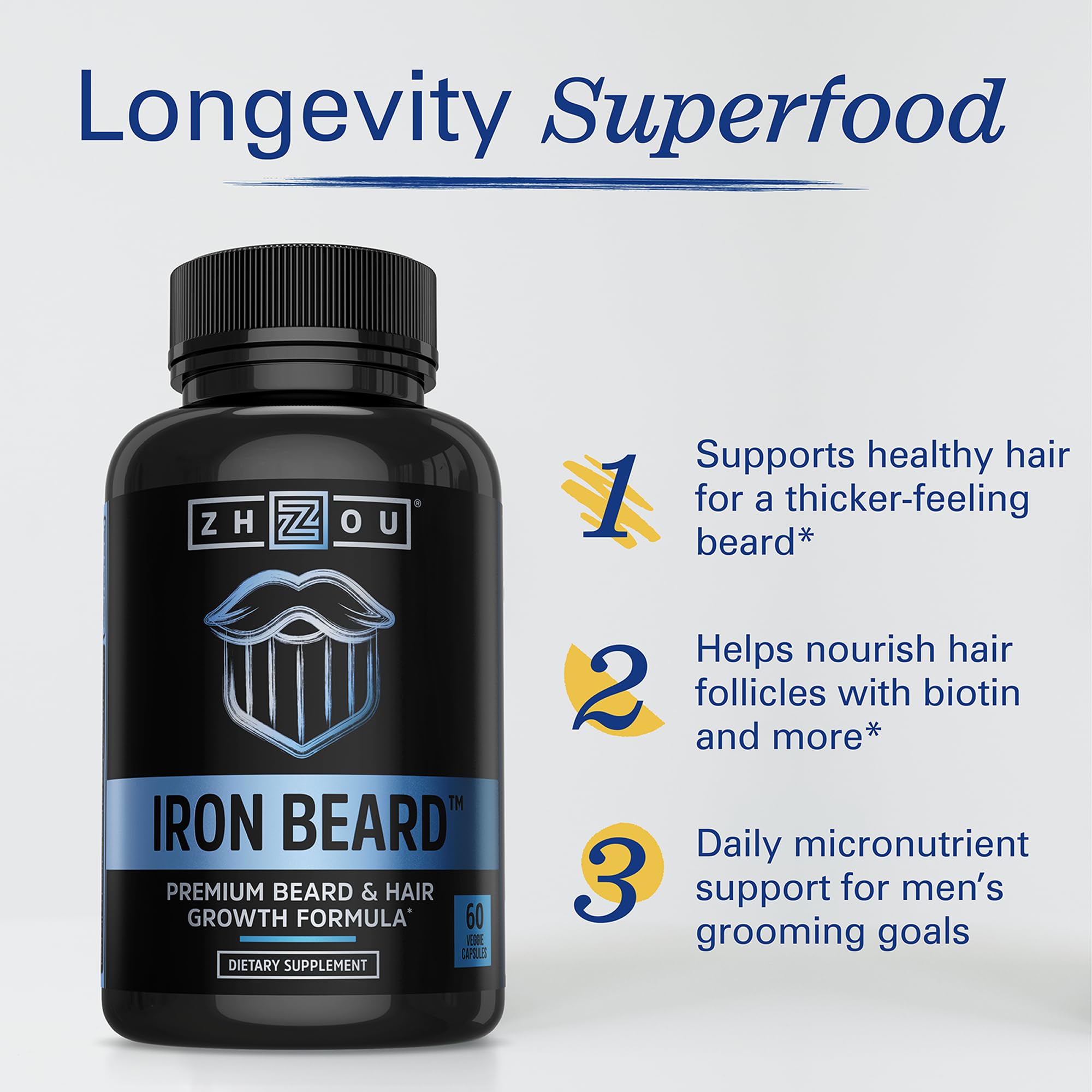 Zhou Iron Beard etiqueta clara para dosis seguras y fáciles de usar