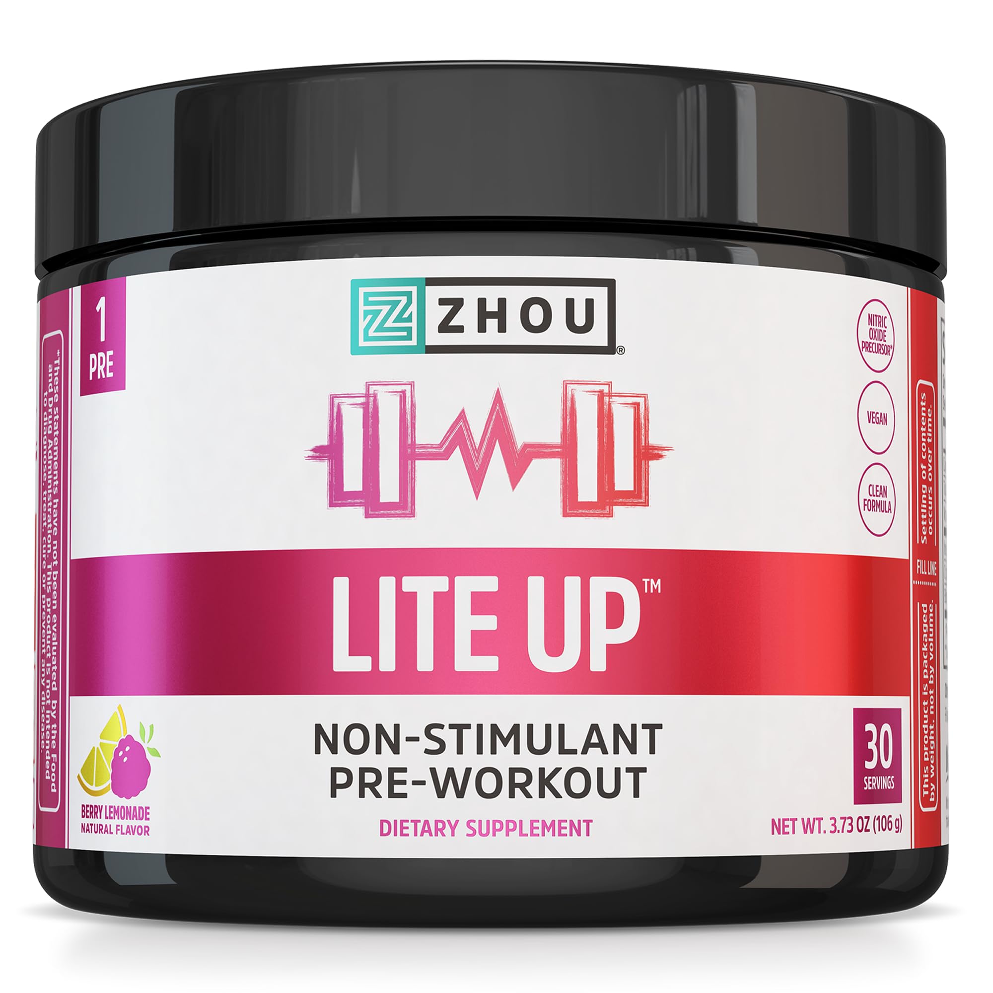 ZHOU Lite Up polvo sin estimulantes, mezcla suave en agua