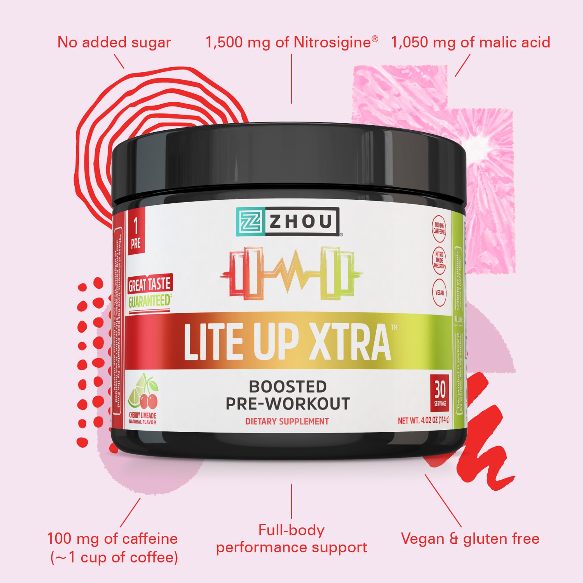ZHOU Lite Up Xtra diseño natural, producto a base de plantas para rendimiento