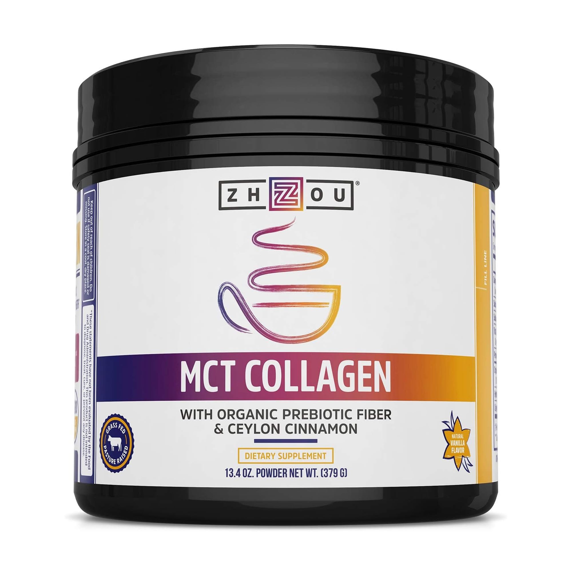 Zhou MCT Collagen en vaso para cabello y piel más saludables.