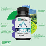 ZHOU Neuro-Peak: pastillas en botella para memoria y claridad mental.