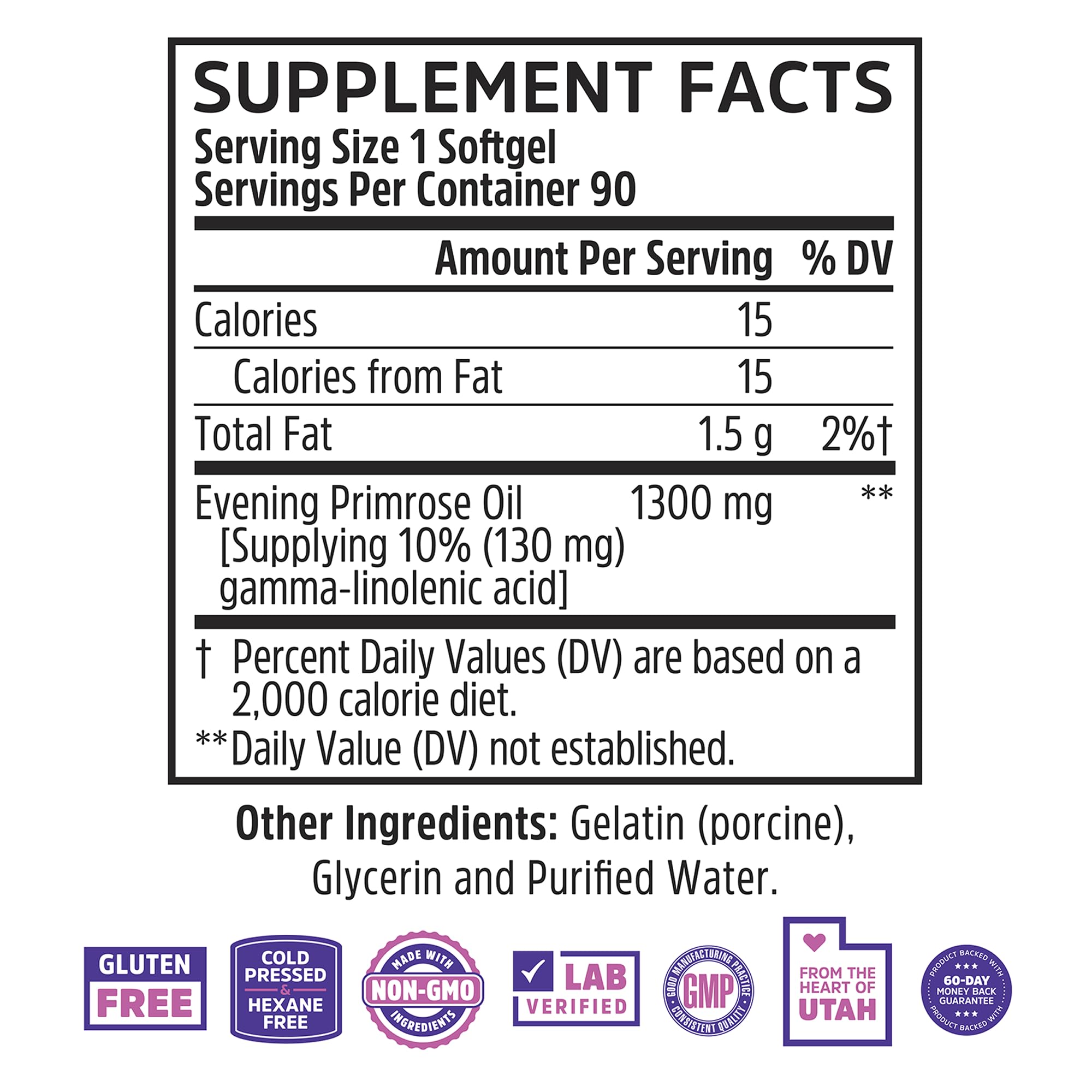 Botella Zhou Nutrition con aceite de onagra, ideal para uso diario.