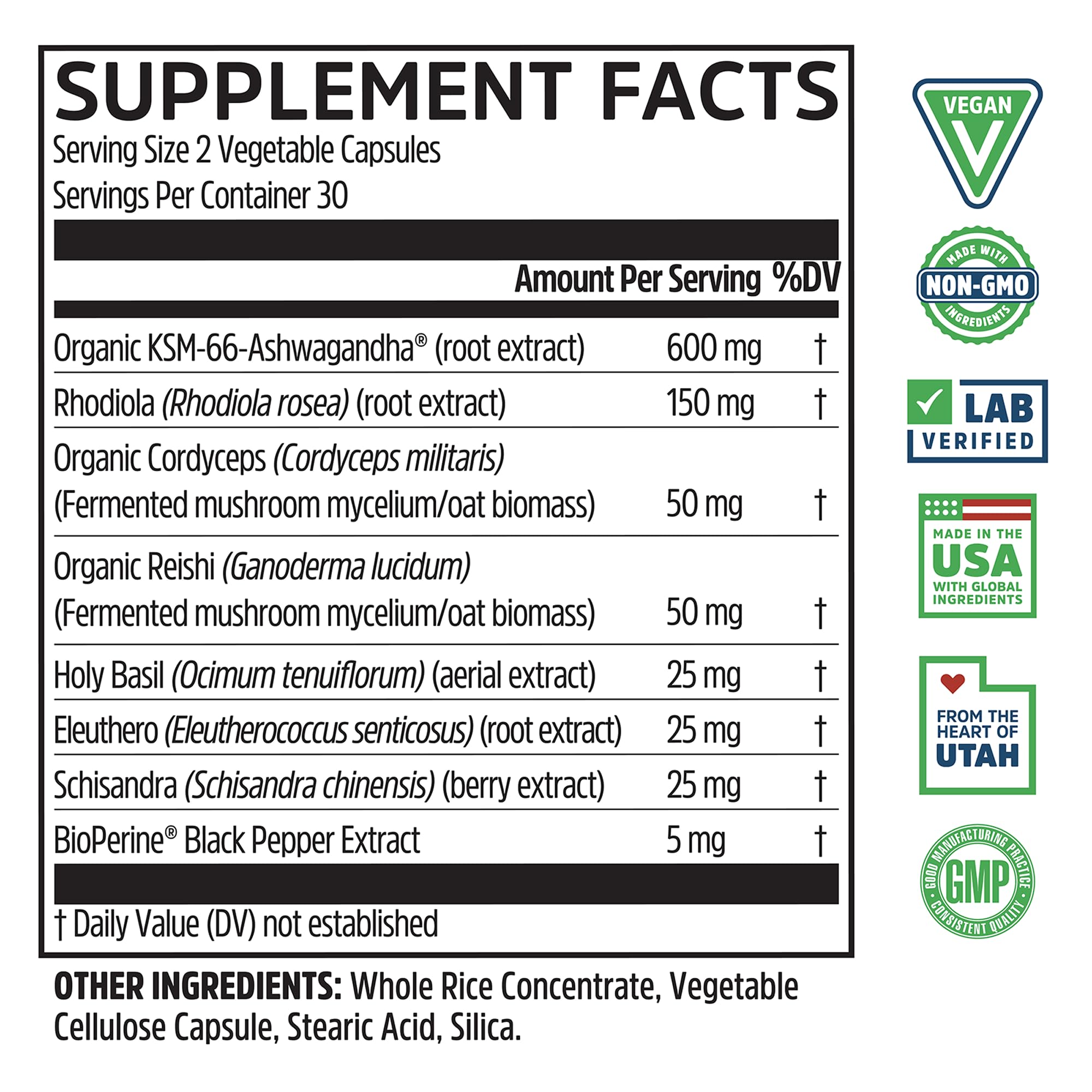 Zhou Nutrition Ashwagandha dosis diaria para energía sostenida