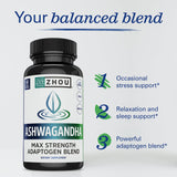 Zhou Nutrition Ashwagandha ingredientes naturales para apoyo adaptógeno