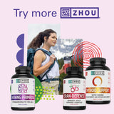 Capsulas de onagra Zhou Nutrition, textura suave y fácil de tragar.