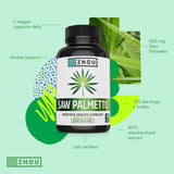 Zhou Saw Palmetto 500 mg, extracto, fórmula de potencia extra.