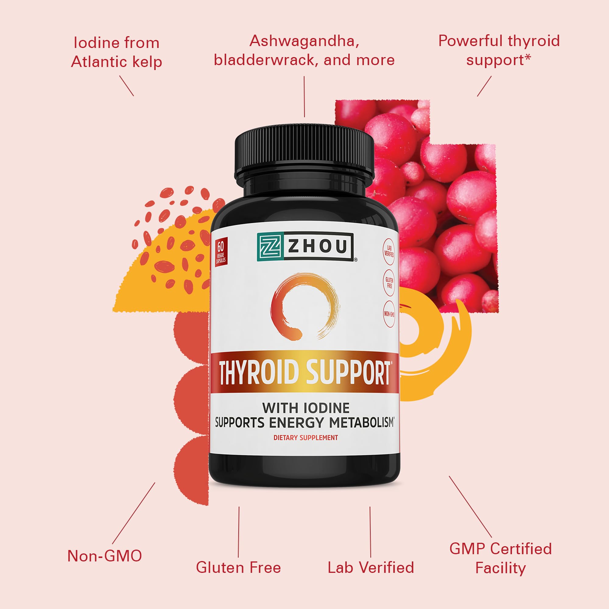 ZHOU Thyroid Support: algas fucus vesiculosus para soporte tiroideo natural.