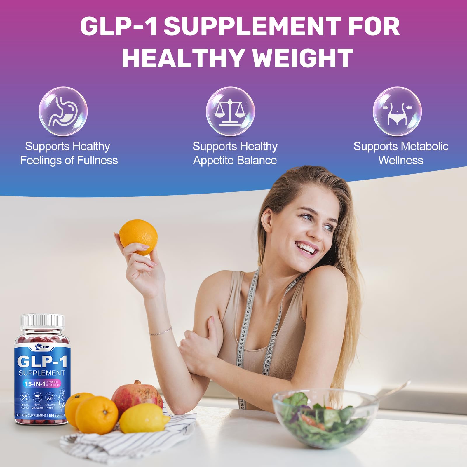 ZHPHK GLP-1 con hojas de té verde, energía natural y foco.