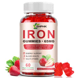Gomitas ZHPHK de hierro: sabor fresa y 65 mg para apoyo diario.