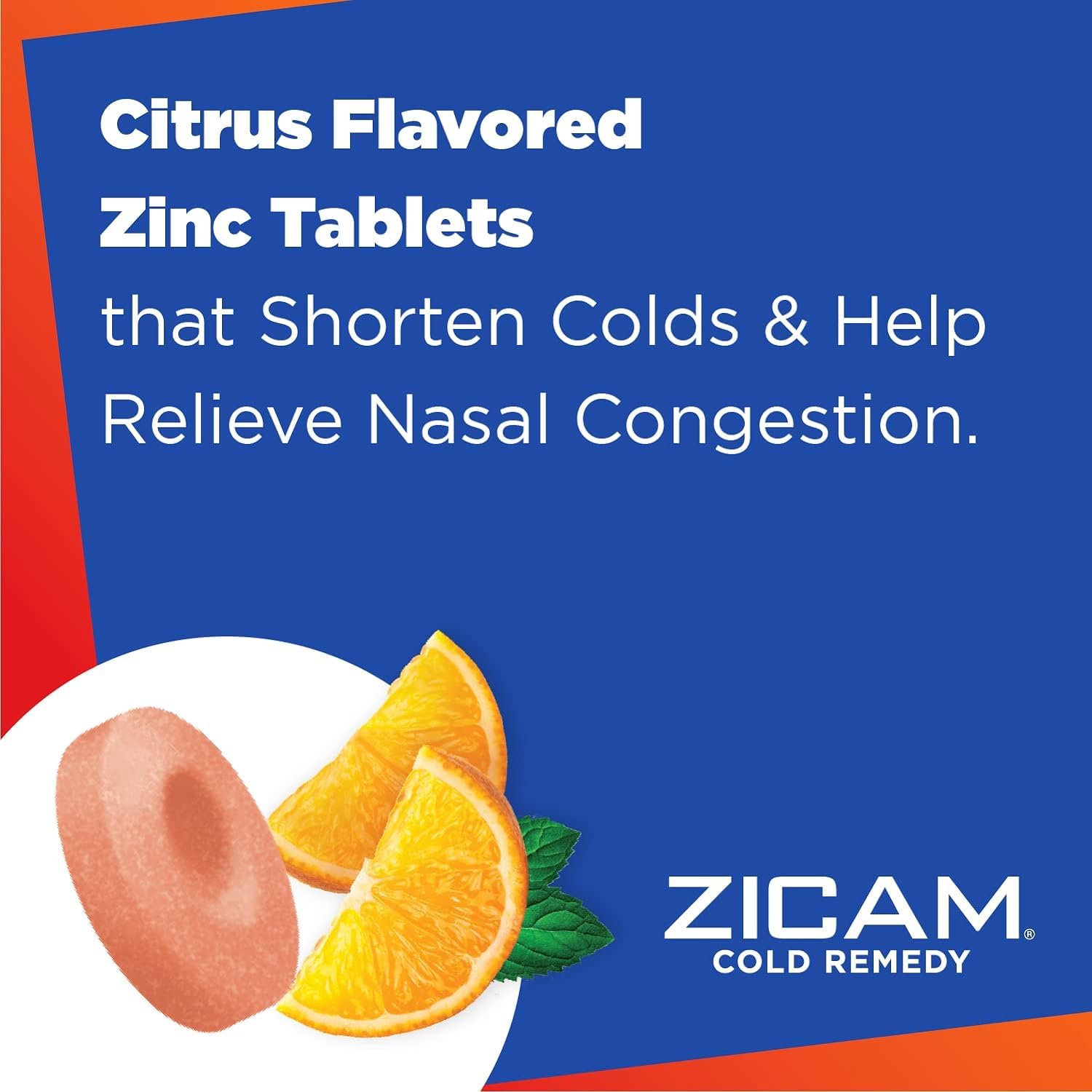 Envase de Zicam con tres cajas de veinticinco tabletas.