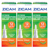 Zicam paquete de tres frascos para alivio temporal de la congestión nasal.