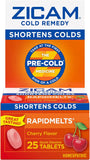 Zicam RapidMelts sabor cereza, disolución rápida para alivio temprano del resfriado.