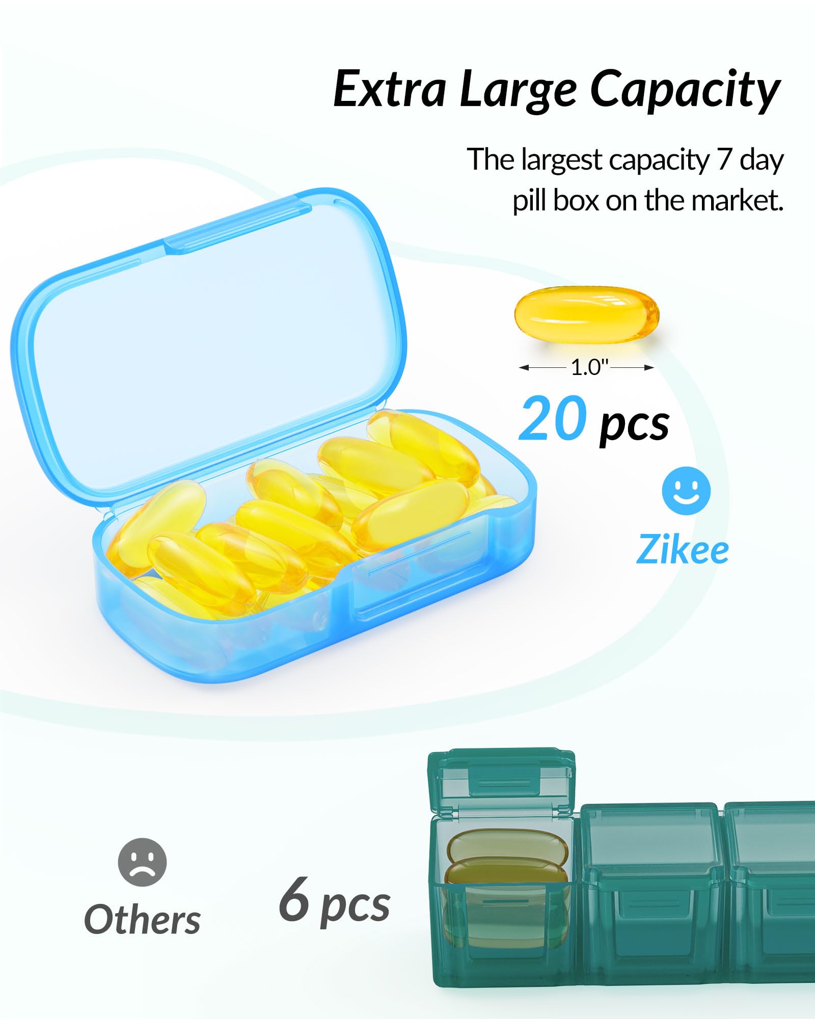 ZIKEE portátil con protección doble para transporte seguro de pastillas.