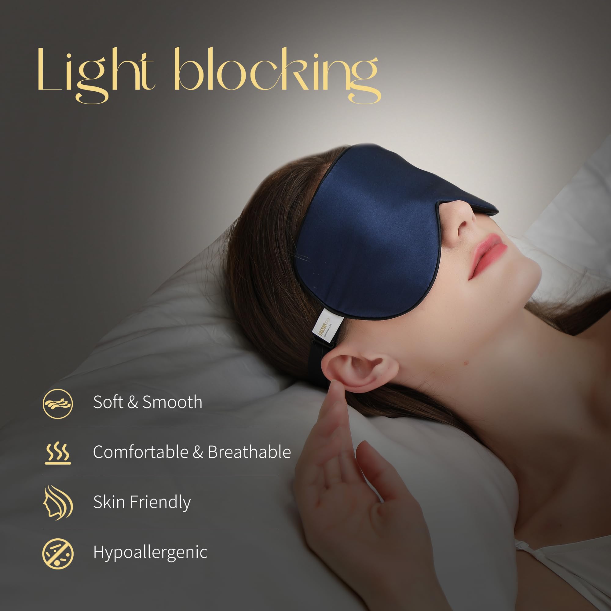 Mascarilla ZIMASILK de seda en rosa con ajuste cómodo para dormir