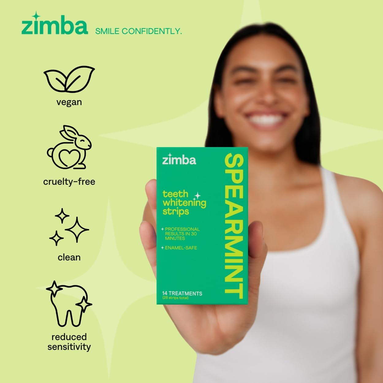 Zimba dientes brillantes con sabor a menta durante tu rutina de cuidado diario.