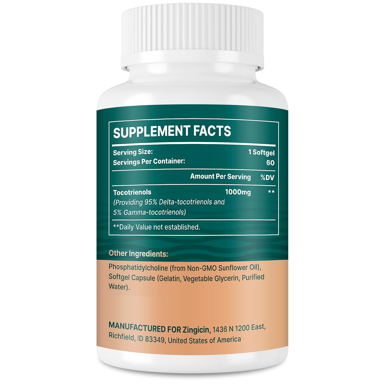 Zingicin Vitamina E Tocotrienoles Liposomal, caja de exhibición del producto