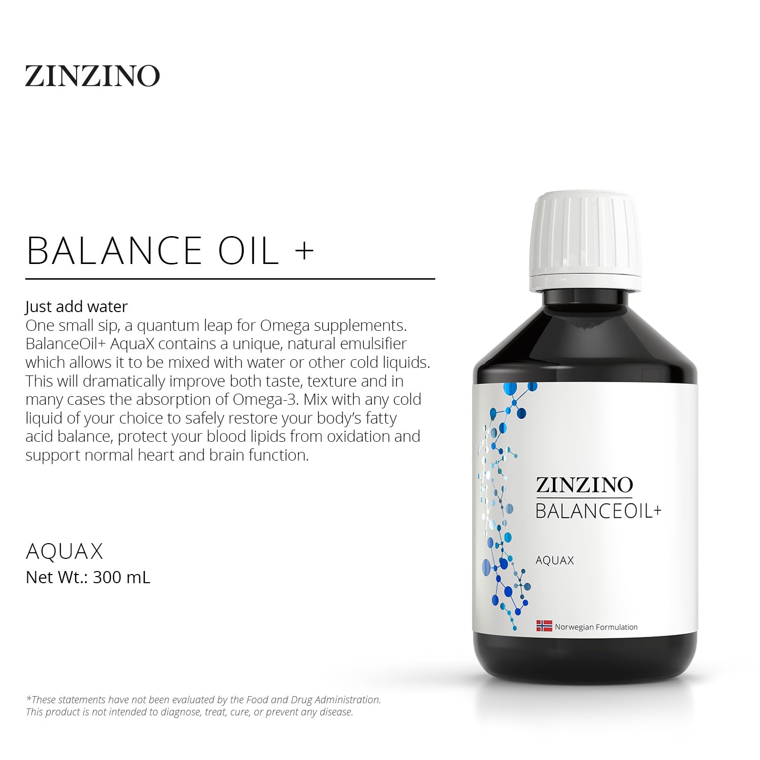 Zinzino BalanceOil+ AquaX - mezcla en agua, mejora sabor y textura.