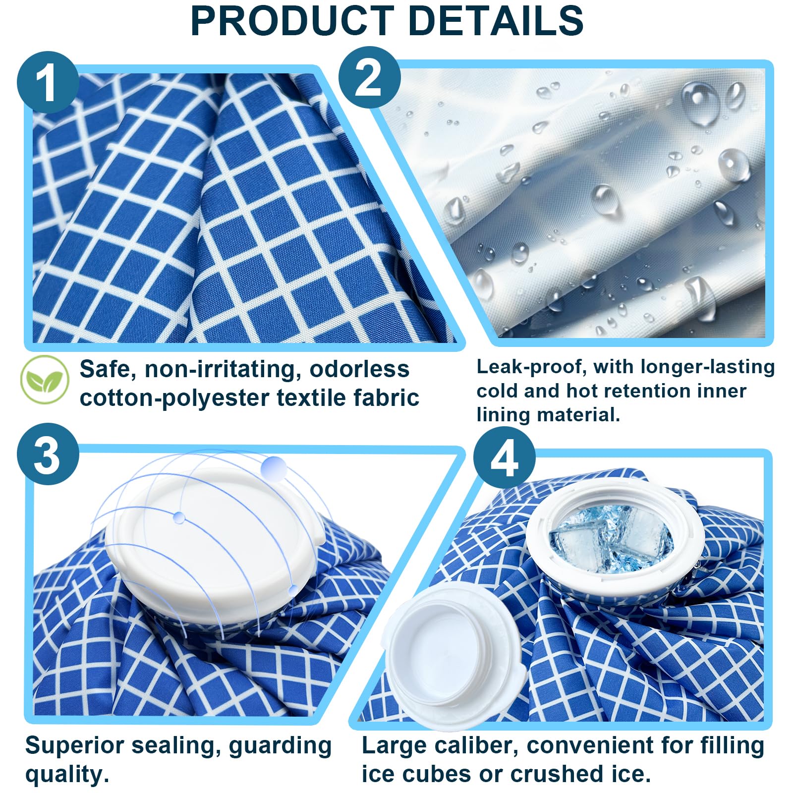 ZIPICU bolsas de hielo anti-fugas con diseño cómodo y resistente.