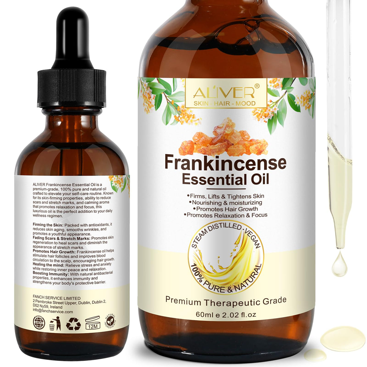 ZIXAOK Aceite de Incienso en frasco oscuro para piel más suave