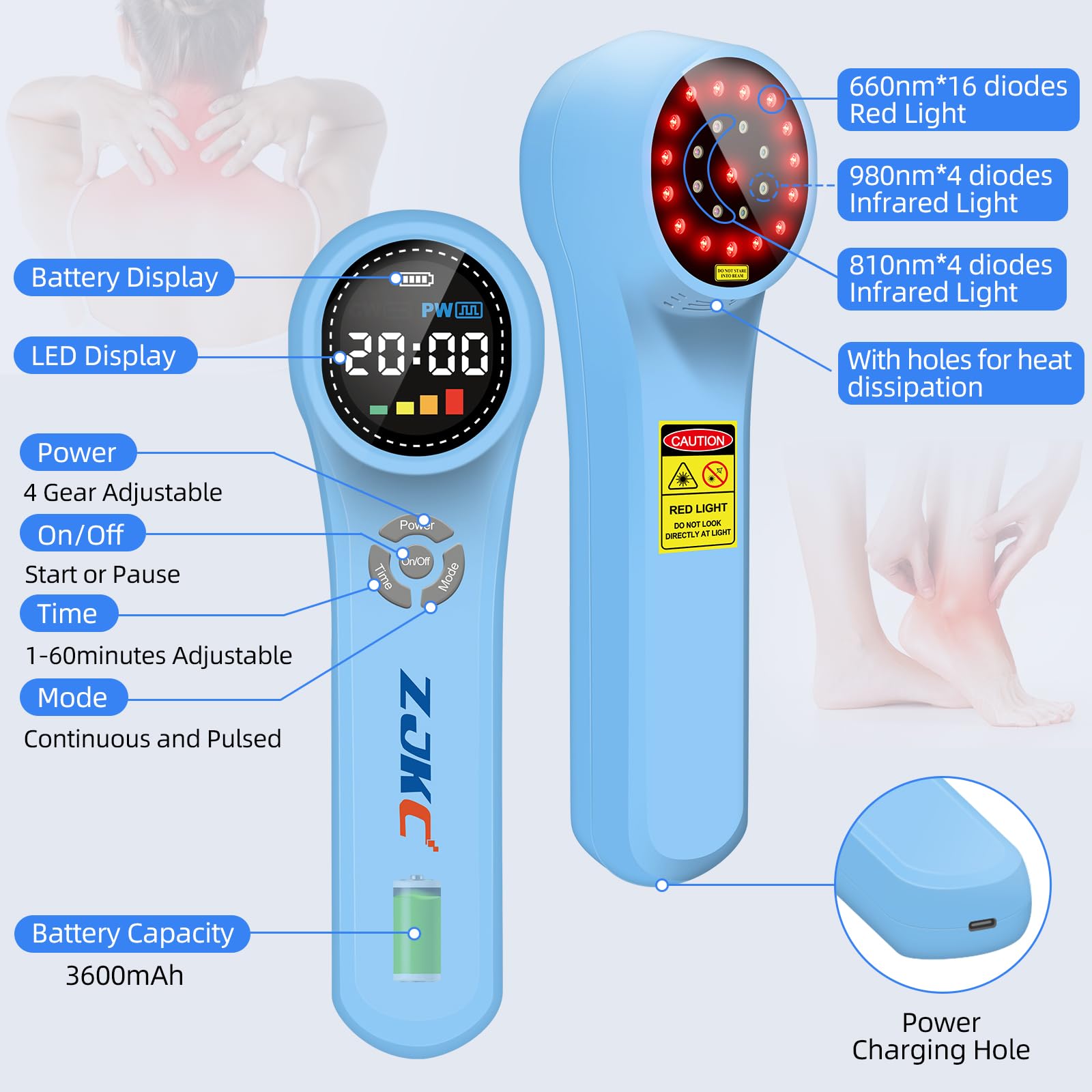 Kit ZJKC incluye cargador y manual para uso seguro