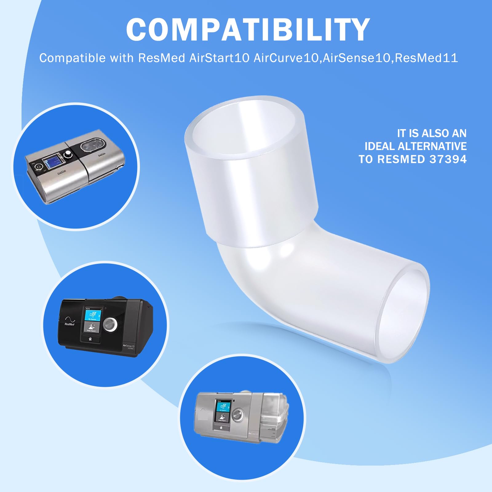 Codo de 90 grados ZJZZJZ para CPAP reduce tensiones en la manguera