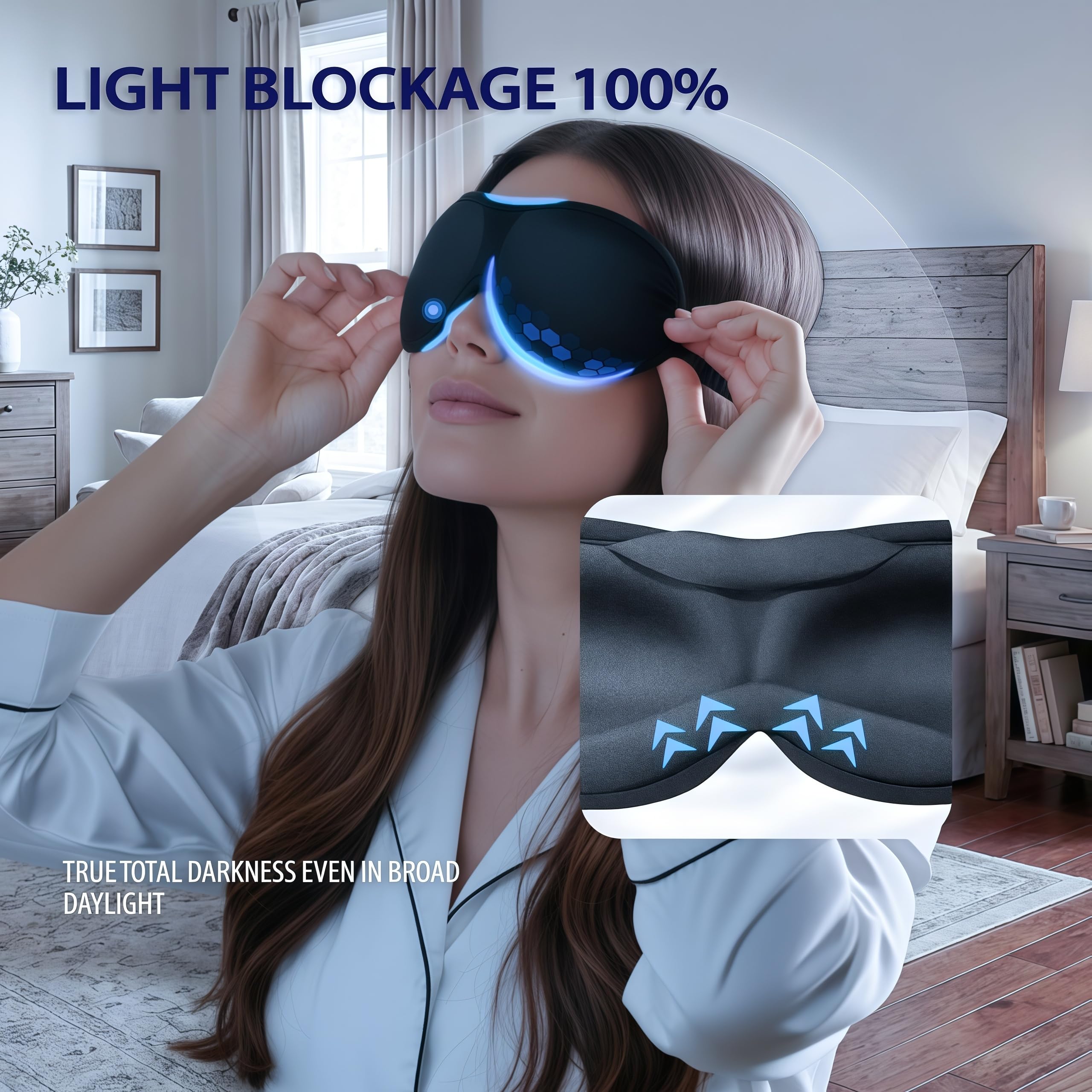 ZLZQER antifaz 3D ultrafino para dormir de espalda, ajuste suave.