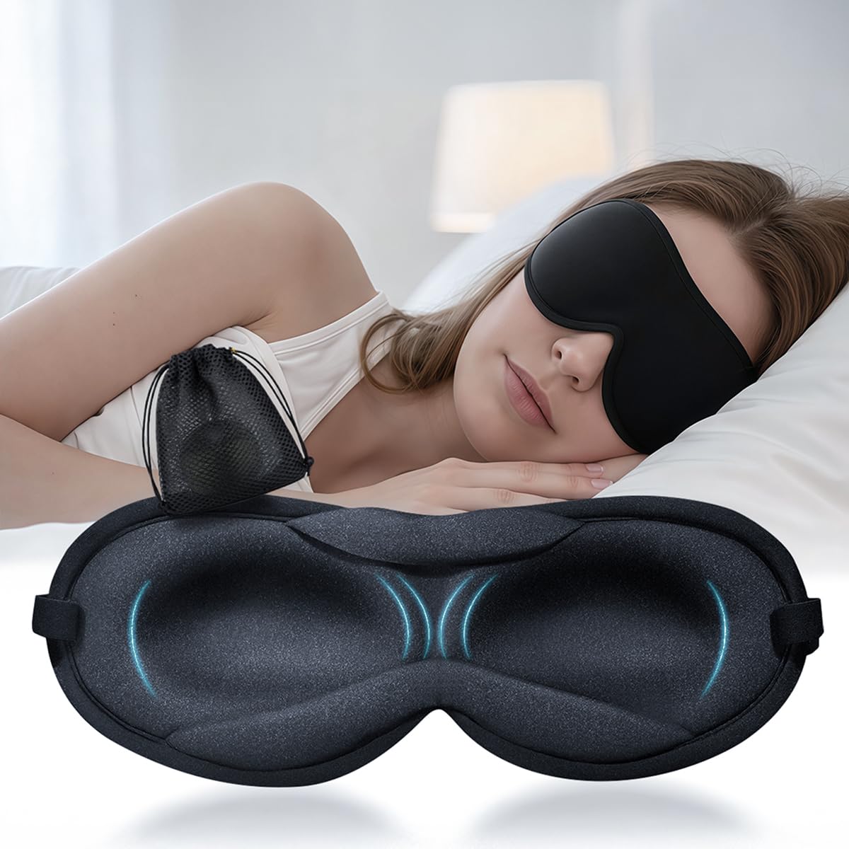 ZLZQER antifaz 3D ultrafino para dormir de lado, cómodo y sin presión.