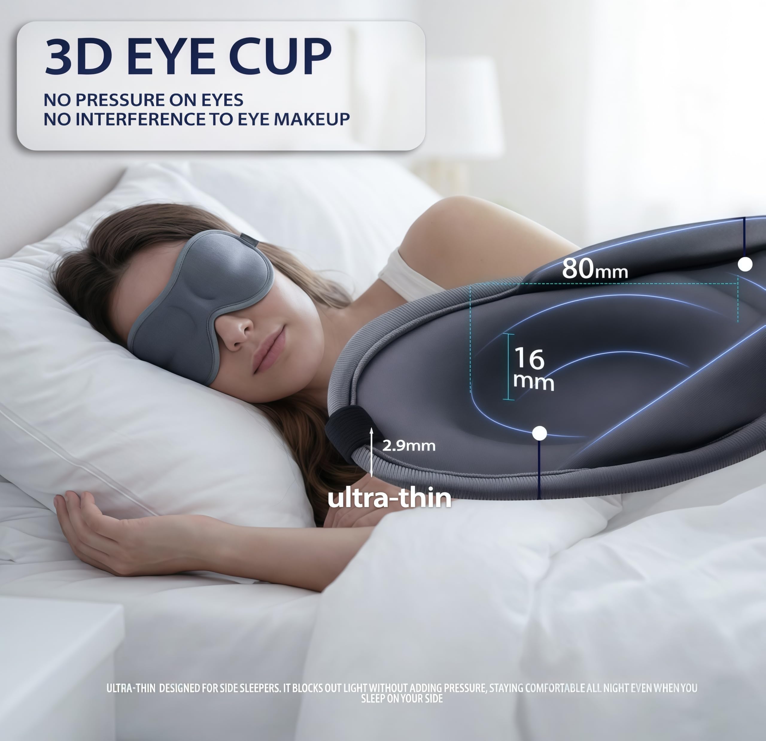 ZLZQER máscara 3D ultra fina ajuste nasal facilita bloqueo desde la parte superior.