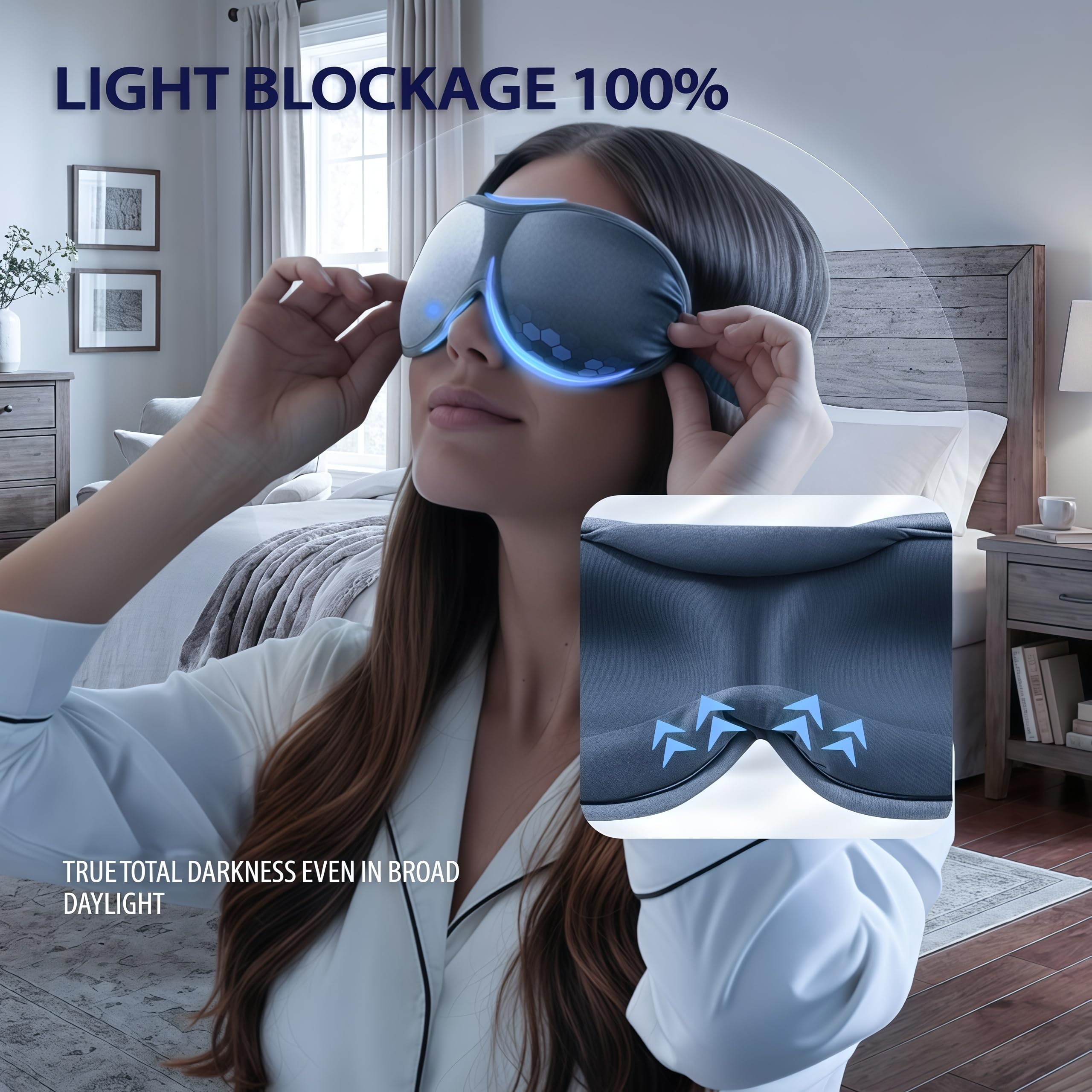 ZLZQER máscara 3D ultra fina vista lateral ofrece estabilidad nocturna.
