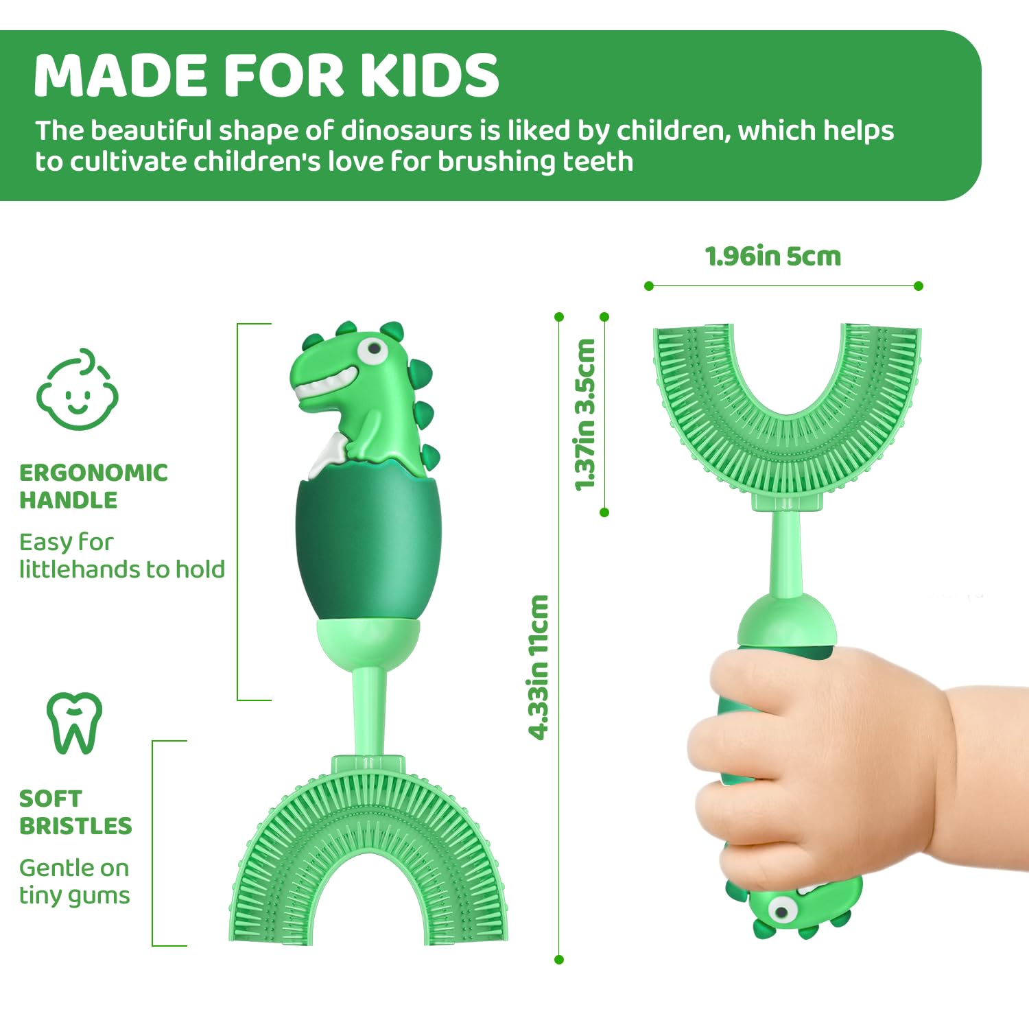 Cabeza suave de silicona ZMRZ U, cepillado suave para dientes sensibles.