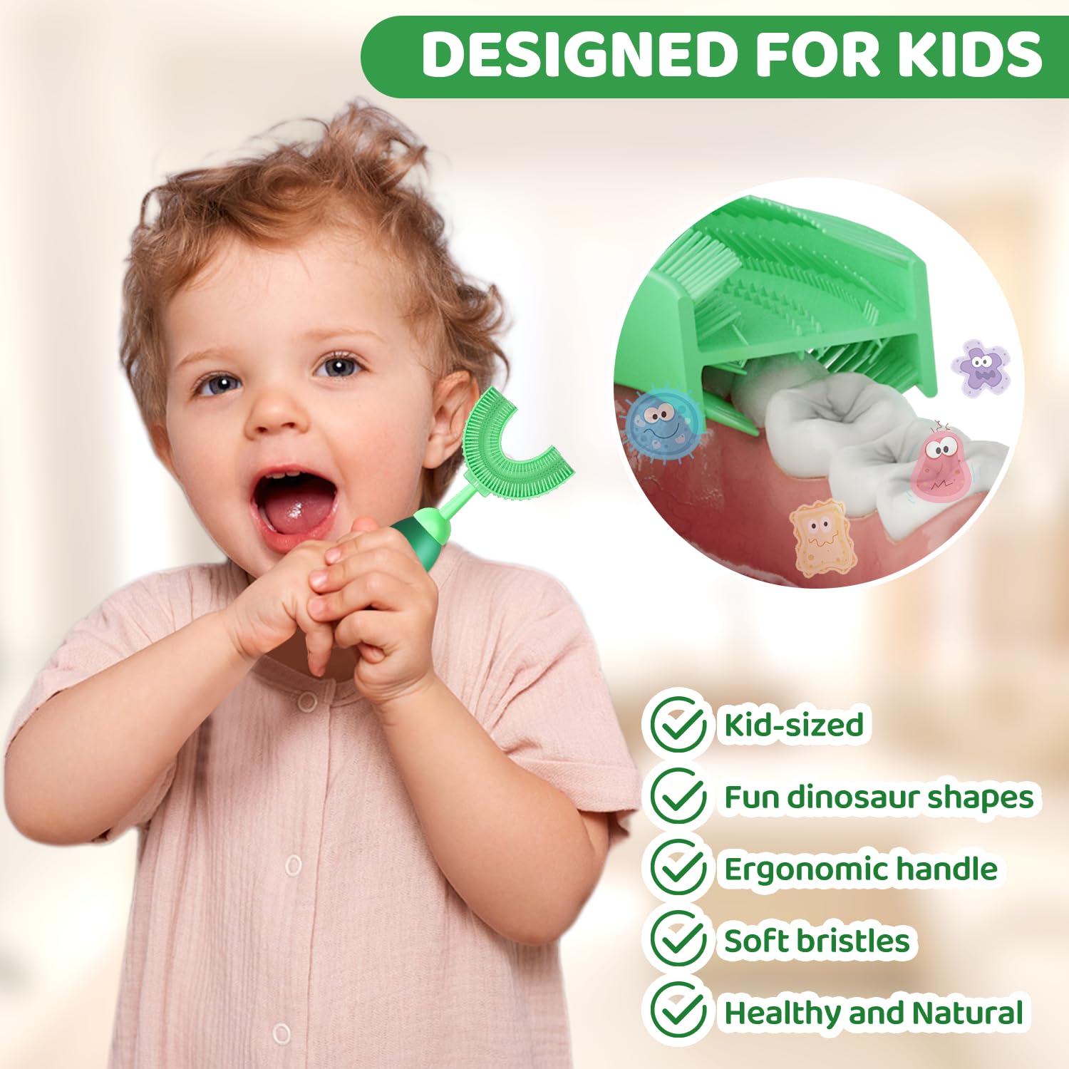 Cepillo U ZMRZ, limpieza 360° para cobertura total de dientes.