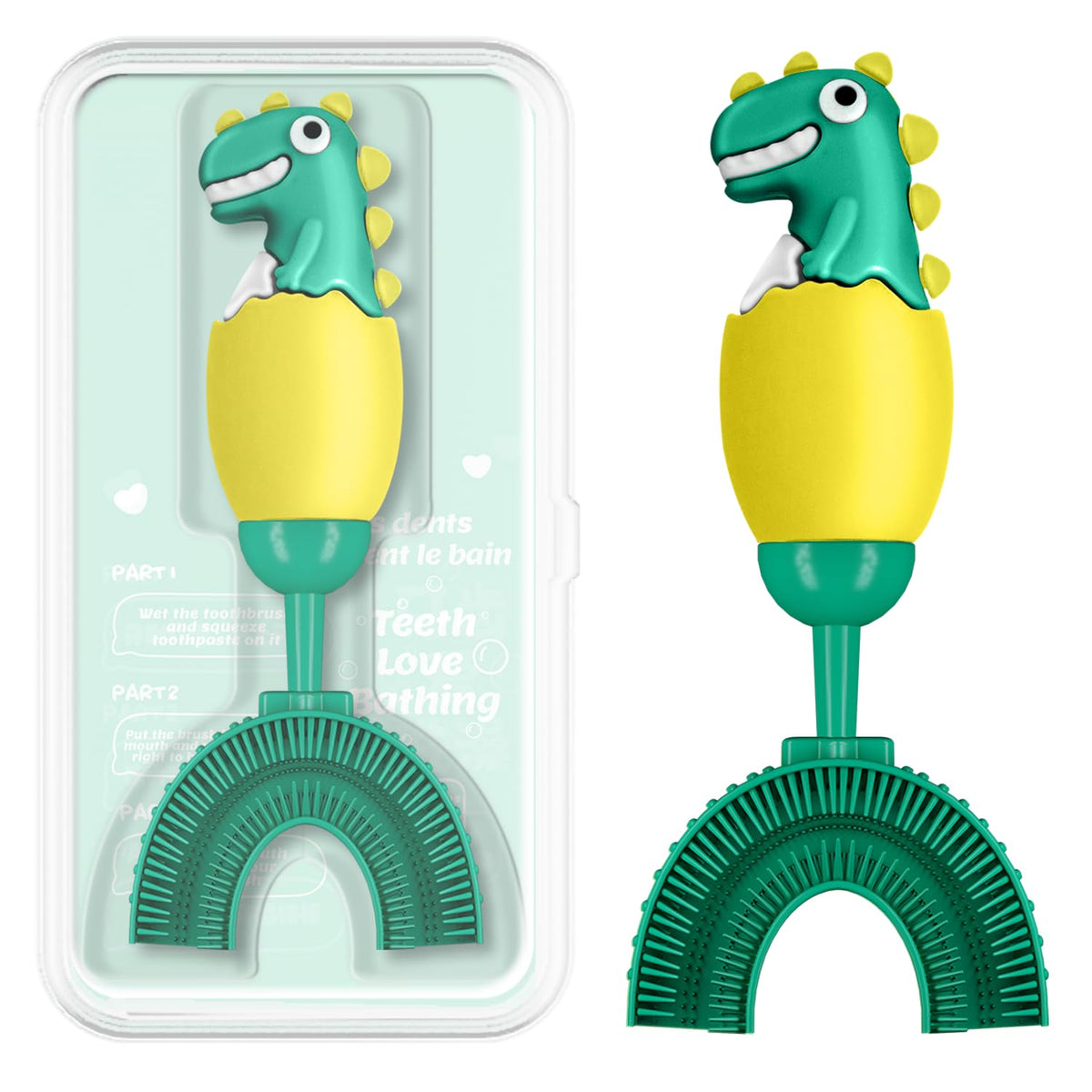 Cepillo U ZMRZ para niños 2-7 en amarillo, limpieza 360° para dientes y encías.