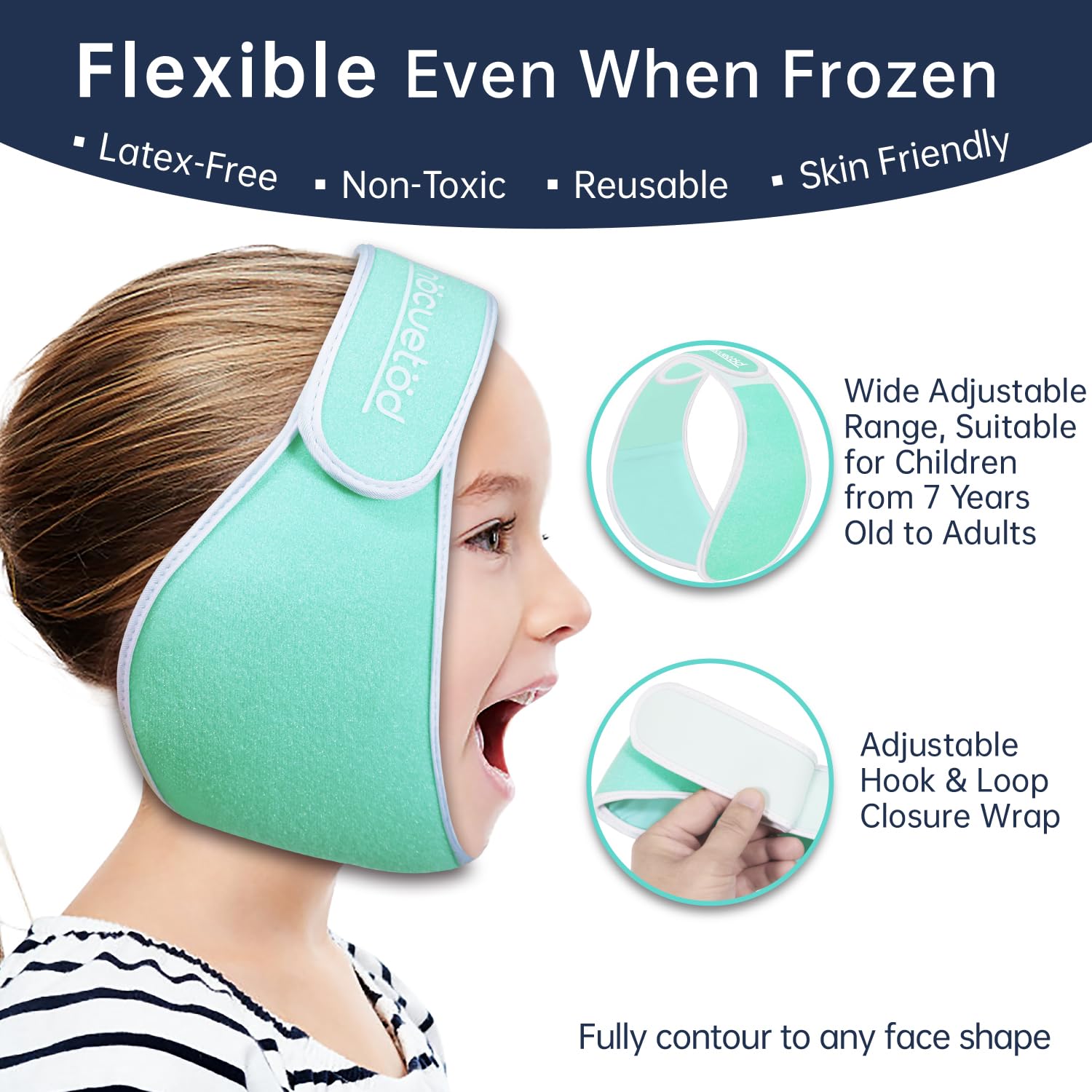 ZNÖCUETÖD ajuste con velcro para la cabeza, sujeción estable.