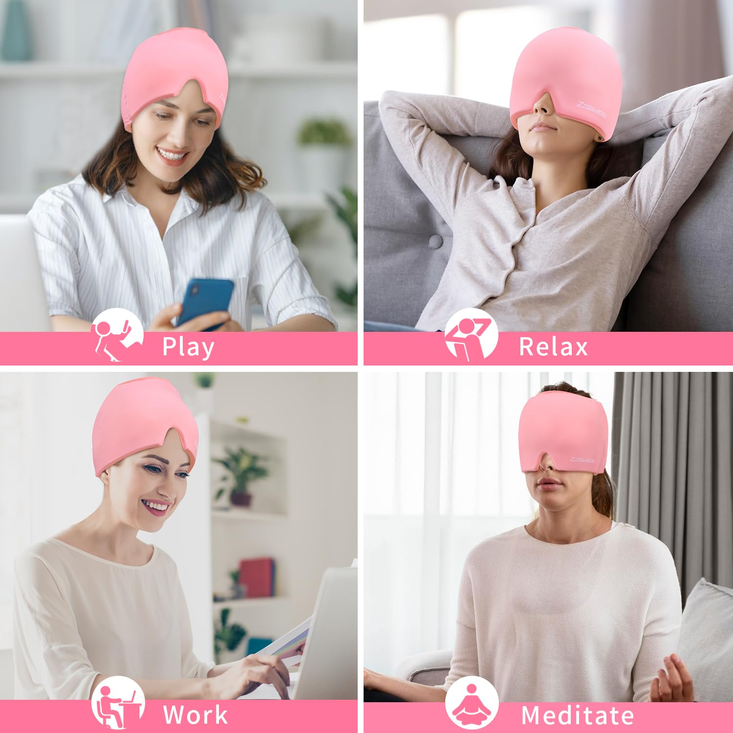 ZNÖCUETÖD gorra terapia frío/calor, uso dual para comodidad.