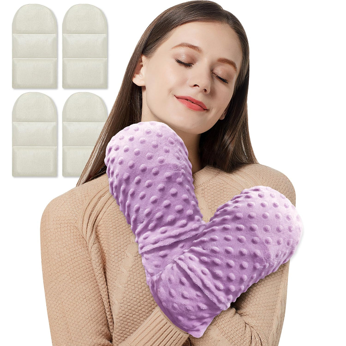 Mitones ZNÖCUETÖD para terapia por microondas con lavanda, posible alivio suave de dolor en manos.