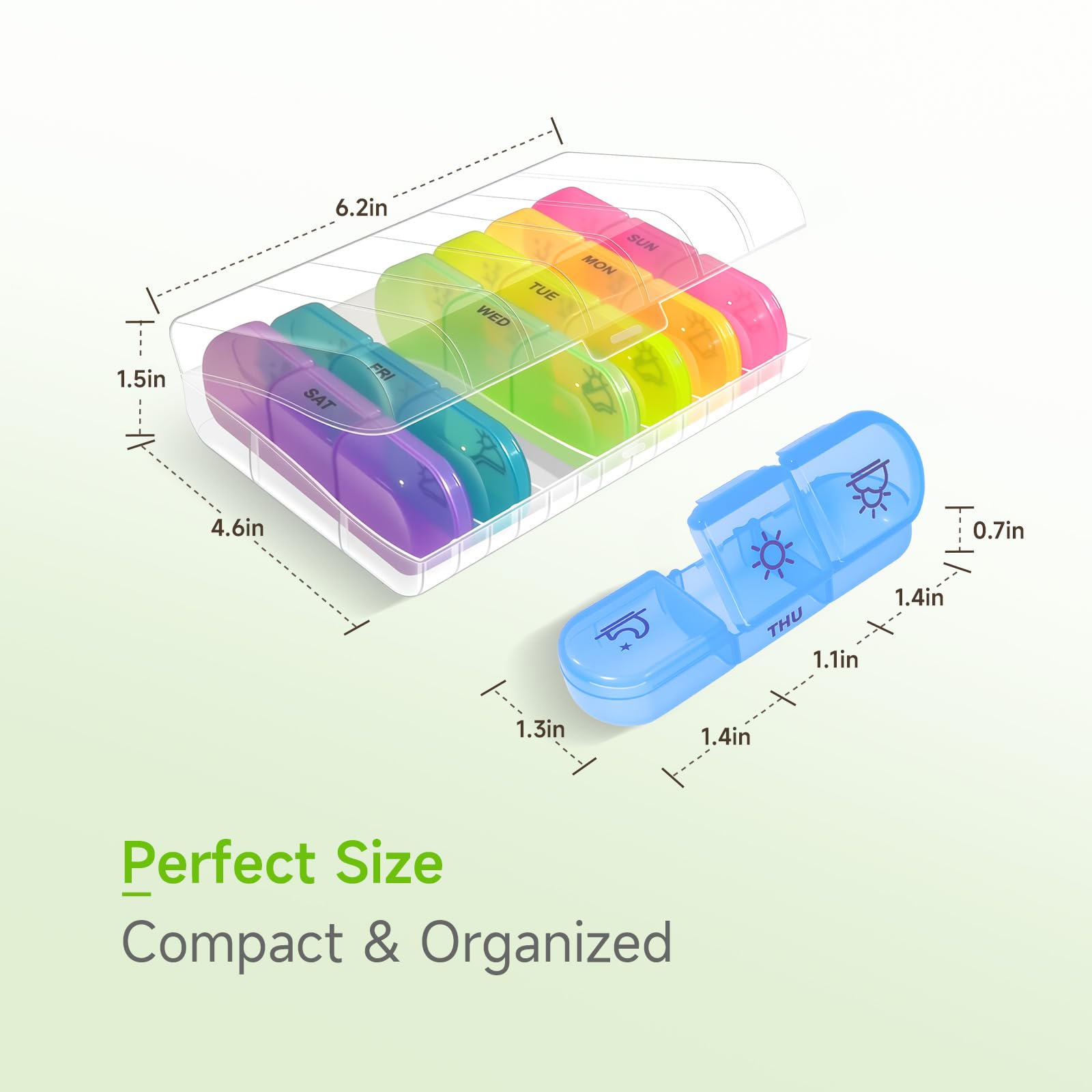 Zoiydals viaje pastillero diseño compacto facilita llevar medicación de forma ordenada.