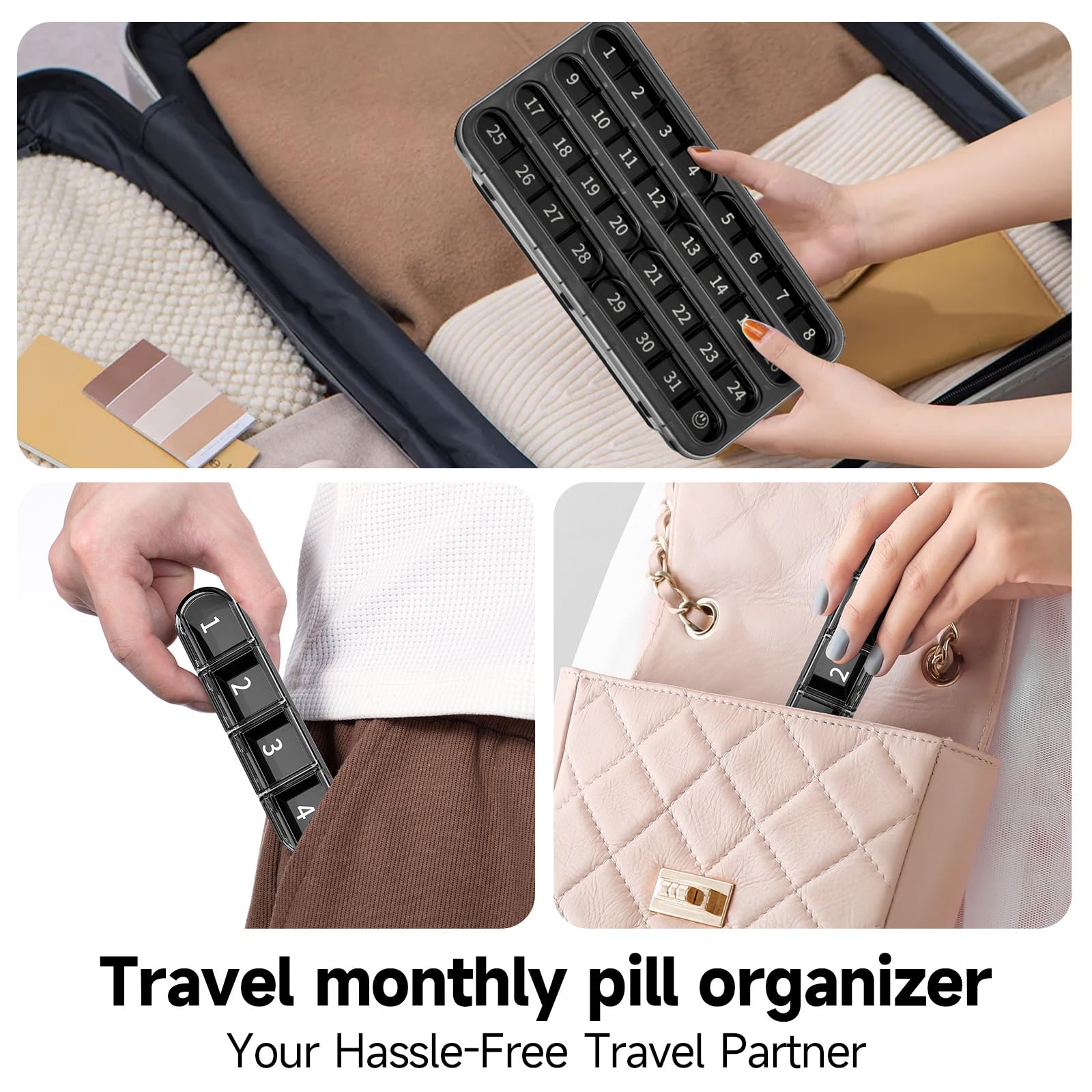 Material PP libre de BPA de Zoksi, seguro para almacenamiento de medicinas y suplementos.