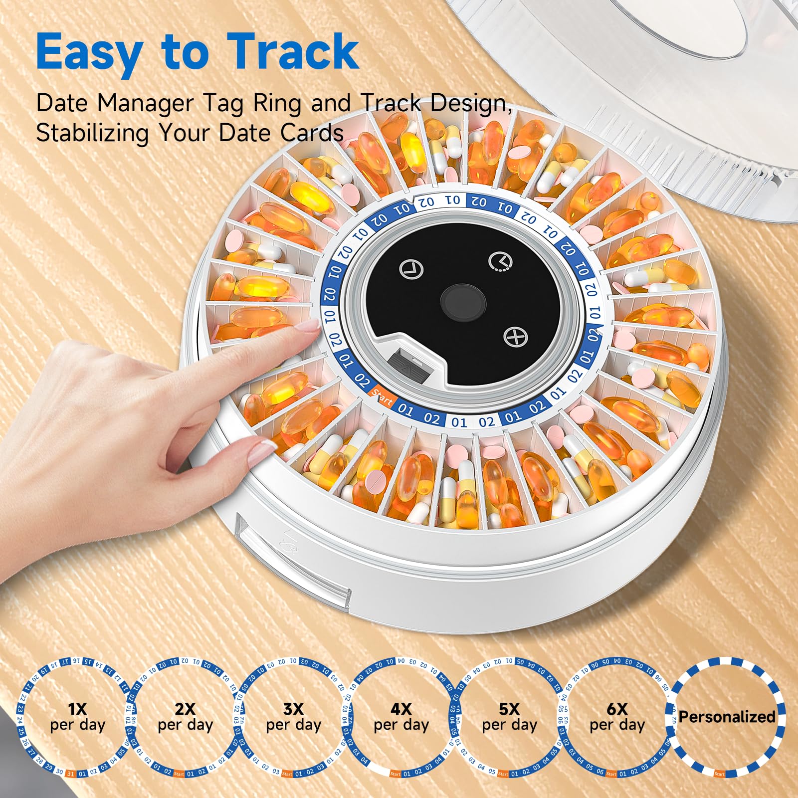 Zoksi Premium Dispenser con anillo de dosis intercambiable mantiene la dosis ordenada.