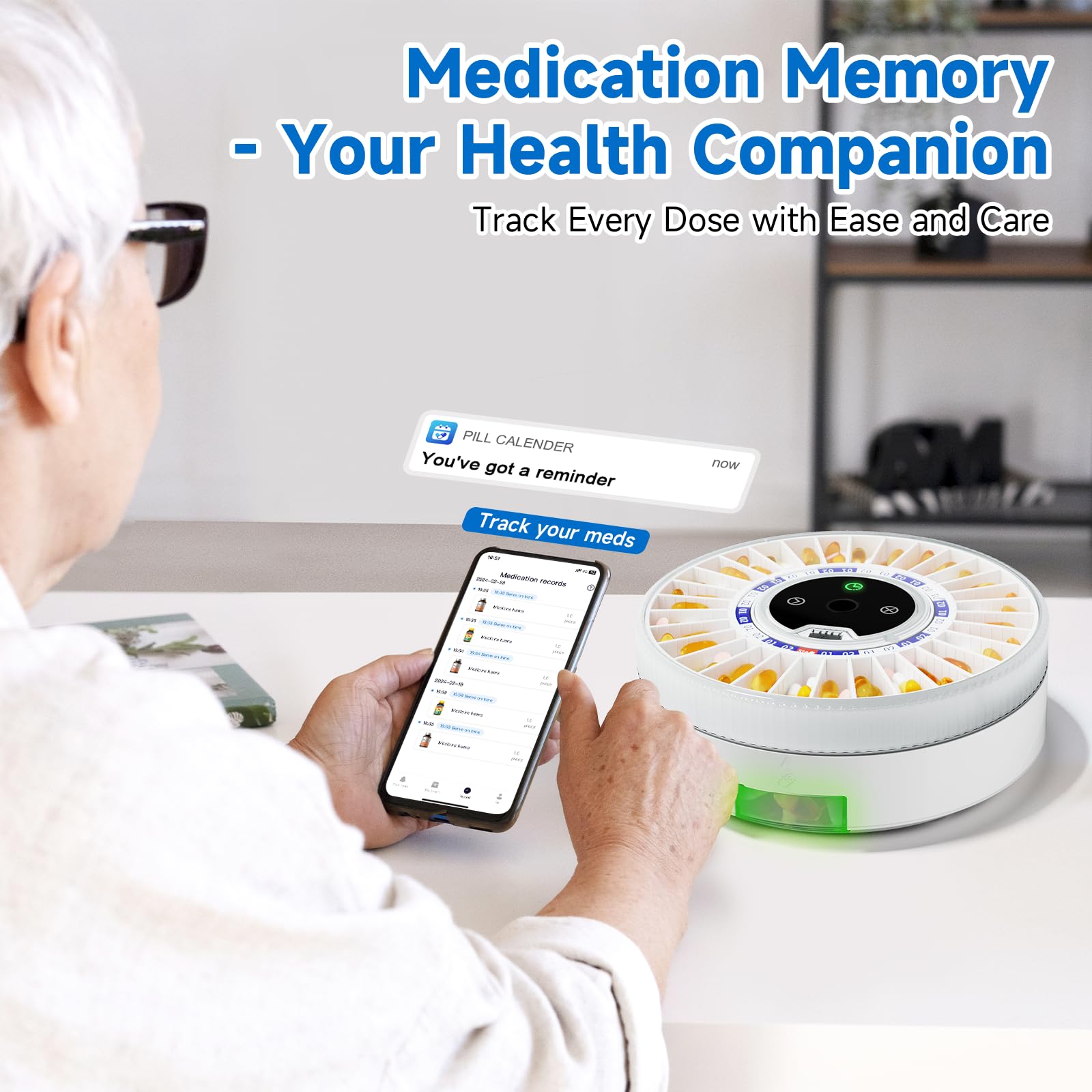 Zoksi Premium Dispenser con voz inteligente y alarma: recordatorios claros.