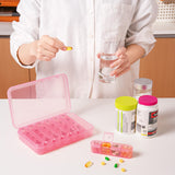 Uso diario para medicación y vitaminas con Zoksi, en rosado.