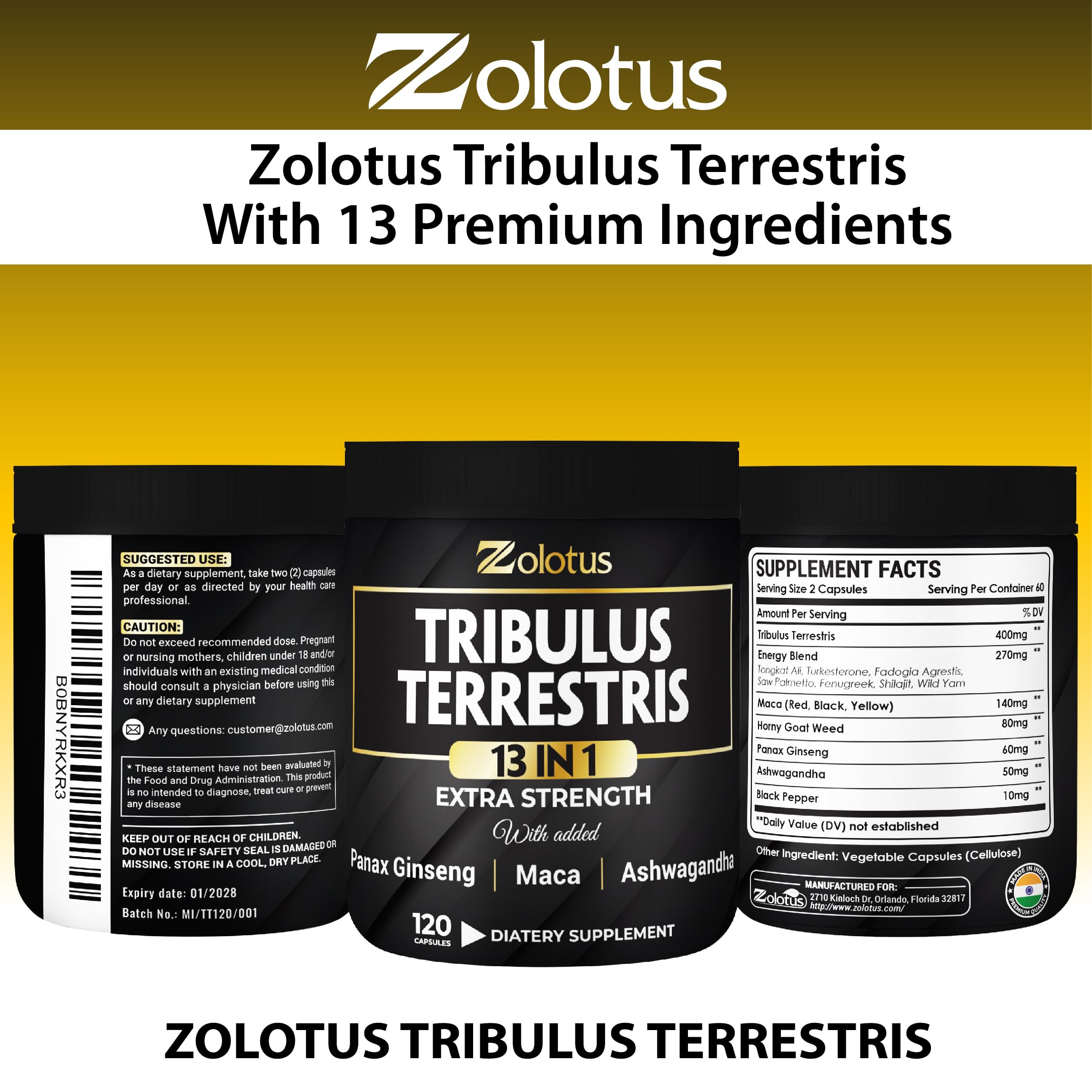 Botella de 120 cápsulas de Zolotus para suministro de 2 meses