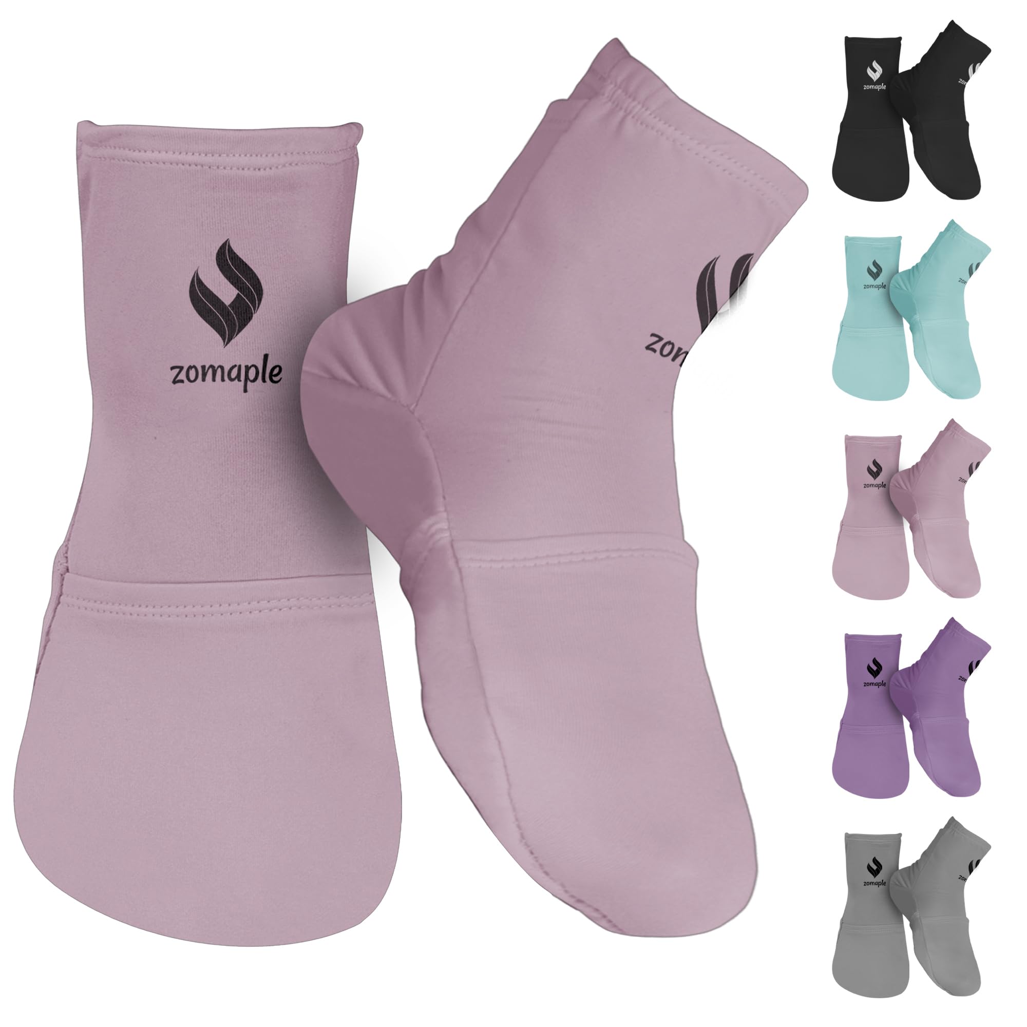 Calcetines Zomaple terapia fría lavanda, vista frontal mostrando ajuste cómodo para pies cansados.
