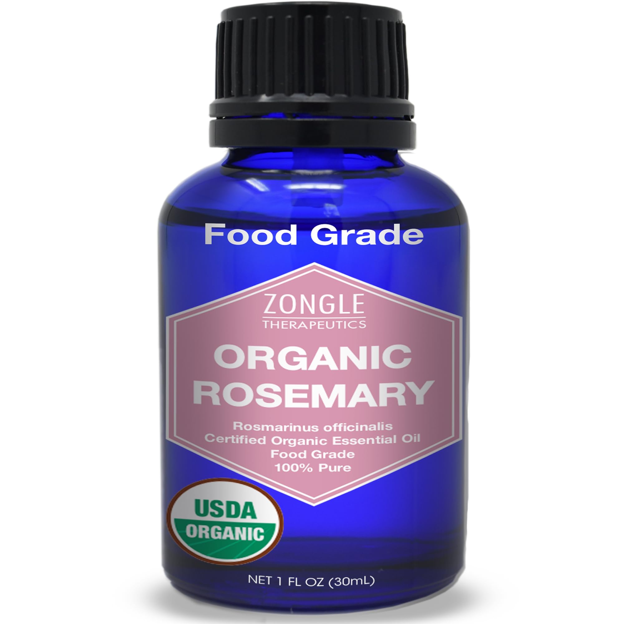 Zongle Therapeutics Romero aceite botella 1oz, puro para cocina y cuidado capilar.